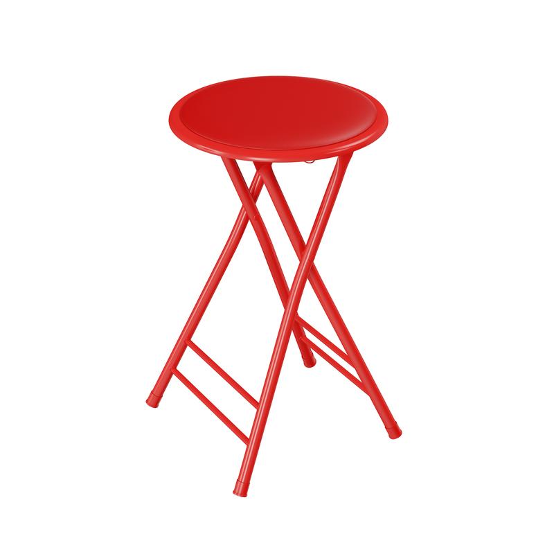 TikTok Shop Backless 24 inch Folding Stool with 225lb Capacity Red