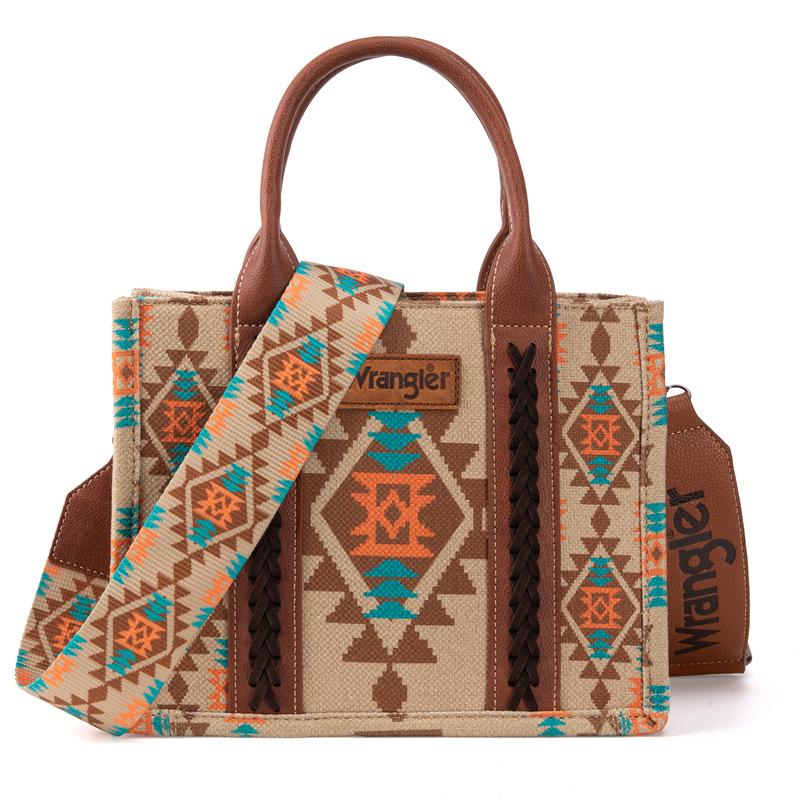 Wrangler Southwestern Dual Sided Print Canvas Tote/Crossbody