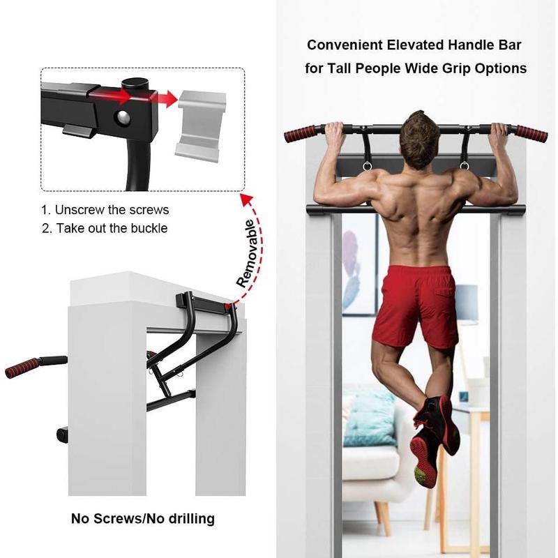 TikTok Shop Pull Up Bar For Doorway No Screw Strength Training Pull Up Bars Portable Chin Up Bar For Home Gym Workout Adjustable Height Indoor Exercise Bar Fits Most Door Frame OT216