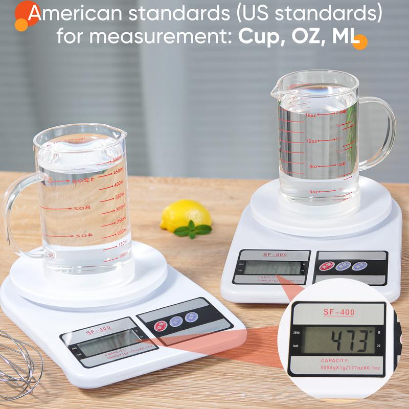 77L Glass Measuring Cup, Clear Liquid Measuring Cup with V-Shaped Spout and  Three Scales, High Borosilicate Glass Beaker with Handle for Kitchen or