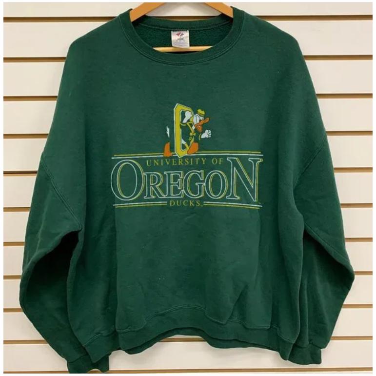 Order Handmade University of Oregon Green Hand Bleached Crew Neck Sweatshirt