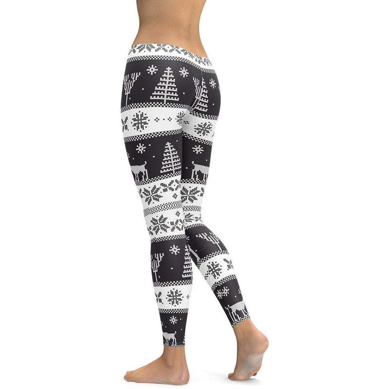 Black and white christmas leggings hotsell