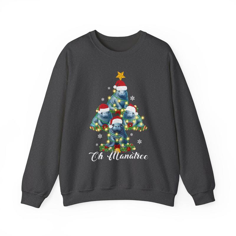 TikTok Shop Xmas Tree Decorations Animal Funny Manatee Christmas Ugly Sweater Sweatshirt