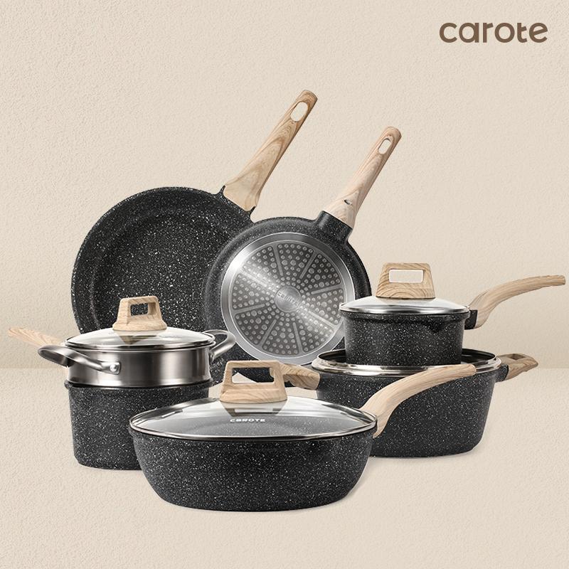 Carote 12 Piece Nonstick Cookware Sets, Heavy-duty Pots and Pans Set,  Induction Kitchen Cooking Set & Reviews