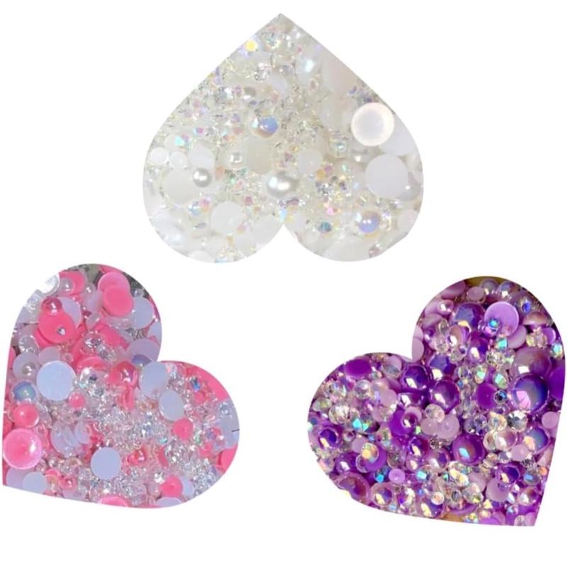 Mixed Color Rhinestones Pearl Shape Round Loose Beads Diy Jewelry
