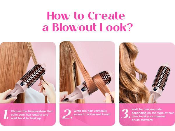 Product Introduction of Wavytalk Blowout Boost Ionic Thermal Brush 1 1/2 Inch with LED Display, 300℉-420℉ for Different Hair Types, 120-240V Universal Voltage 15