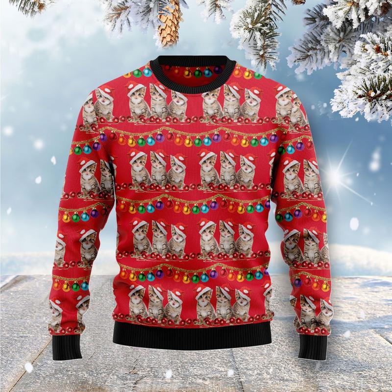 Kitten ugly christmas sweater hotsell