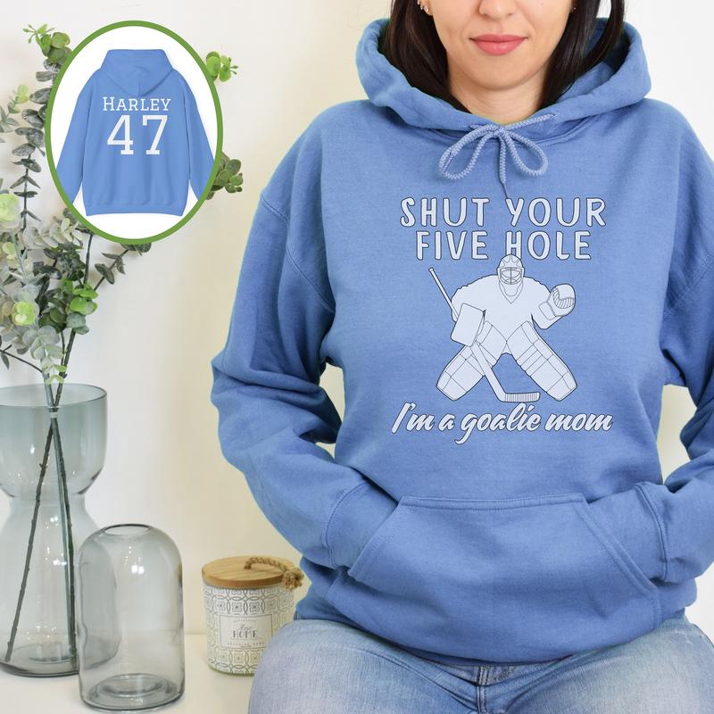 TikTok Shop Personalized Hockey Mom Hoodie Hockey Goalie Mom Gift Hooded Sweatshirt for Women I m a Goalie Mom Hoodie Gift for Mom T shirts Crewnecks Hoodies Gifts Suitable for Anyone