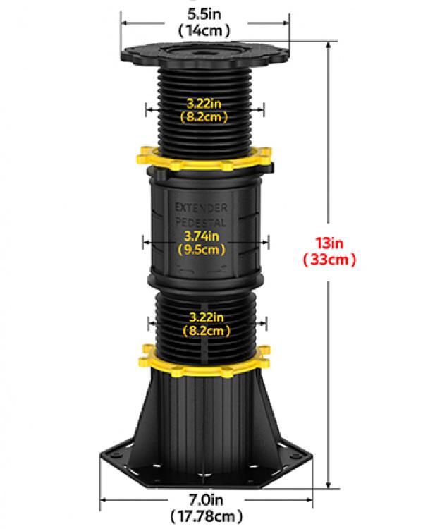 Maximum height overall length longest adjustable up to 13 inch (33 cm)
