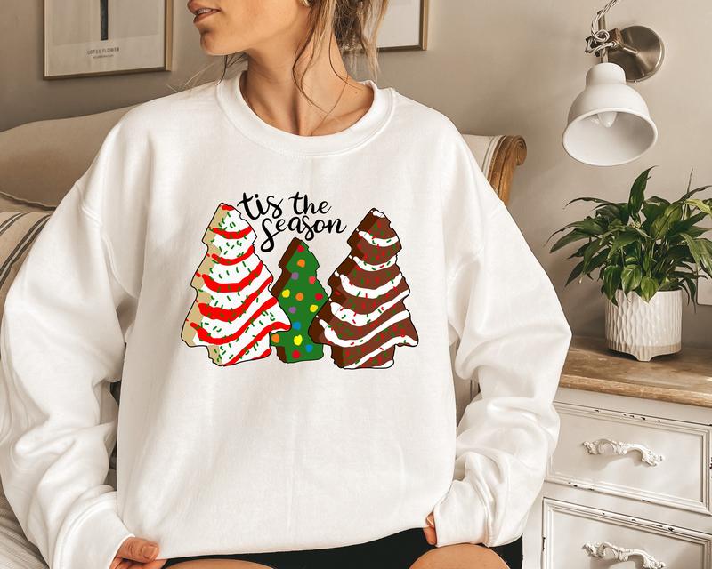 TikTok Shop Christmas Sweatshirt for Women Christmas Tis The Season Sweatshirt Christmas Cake Tree Shirt Christmas Sweater Holiday Apparel 1339458937