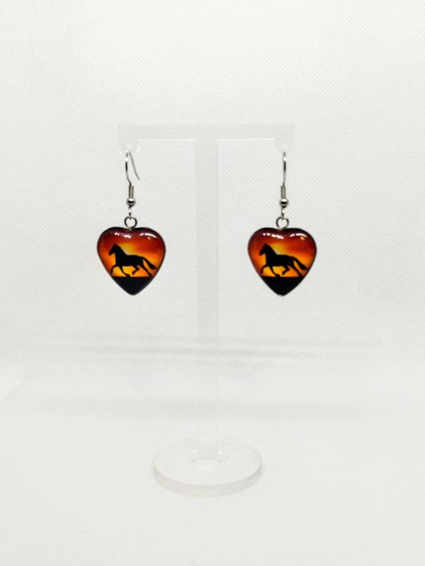 Buying Heart Dangle Earrings -Colors of the Sunset