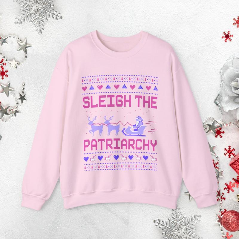 TikTok Shop Feminist Sweatshirt Feminist Sweater Feminist Christmas Gift Funny Ugly Christmas Sweater Feminism Shirt Sleigh The Patriarchy Sweatshirt