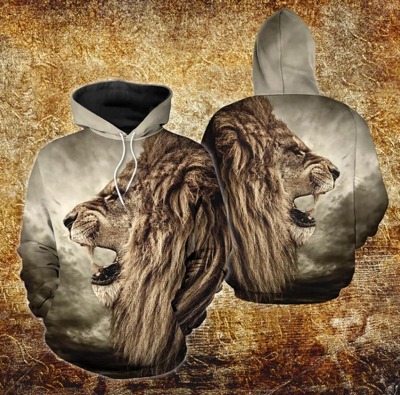 Lion print hoodie best sale