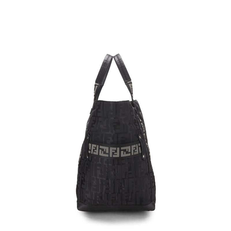 TikTok Shop Pre owned FENDI Nylon Tote Black Zucca Tote