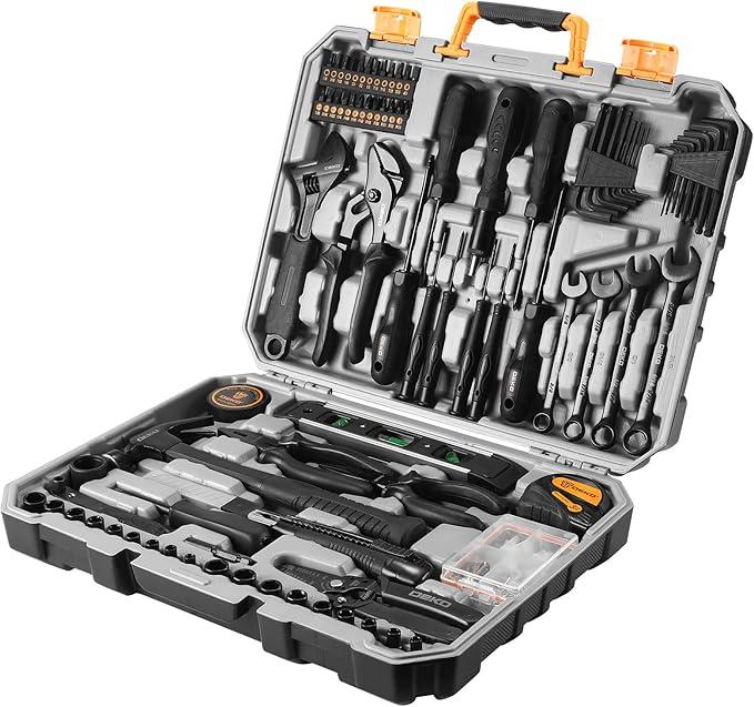TikTok Shop Tool Kit Set Box for Home Household with Drill Wrench Socket Basic Hand Tools Sets for Men Car Repair Mechanic Tool Kit Set Automotive with Plastic Tool Box 178 Piece