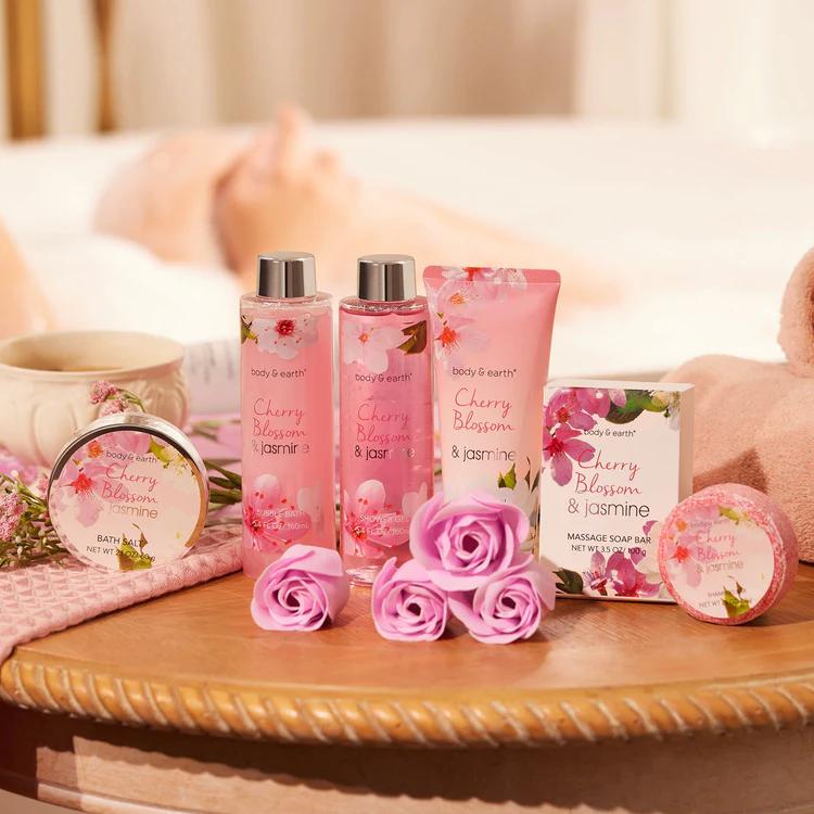 Cherry Blossom Jasmine Spa Bathtub Set Vitamin E Shower Set