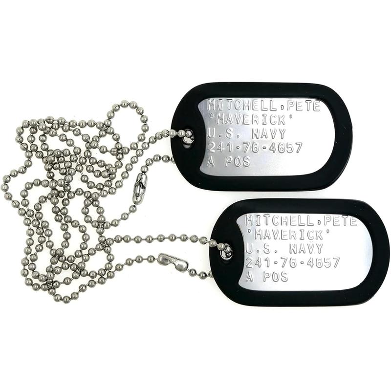 TikTok Shop Stainless Steel Military Dog Tag Set Personalized Military Dog Tags Complete Steel Ball Chain and Black Tag Silencers Tags in Stainless Steel