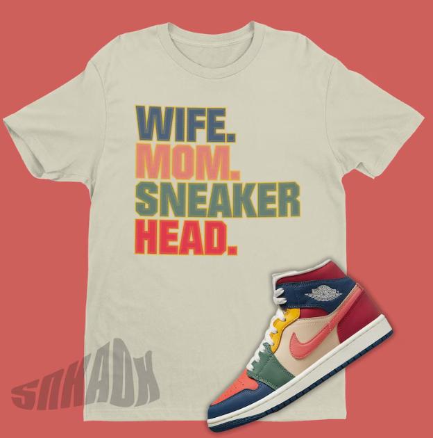 TikTok Shop Jordan 1 Mid Multi Color Sneaker Match Tee Wife Mom Sneakerhead Shirt To Match Retro Multi Color 1s Retro 1s Tee Unisex Top Tshirt