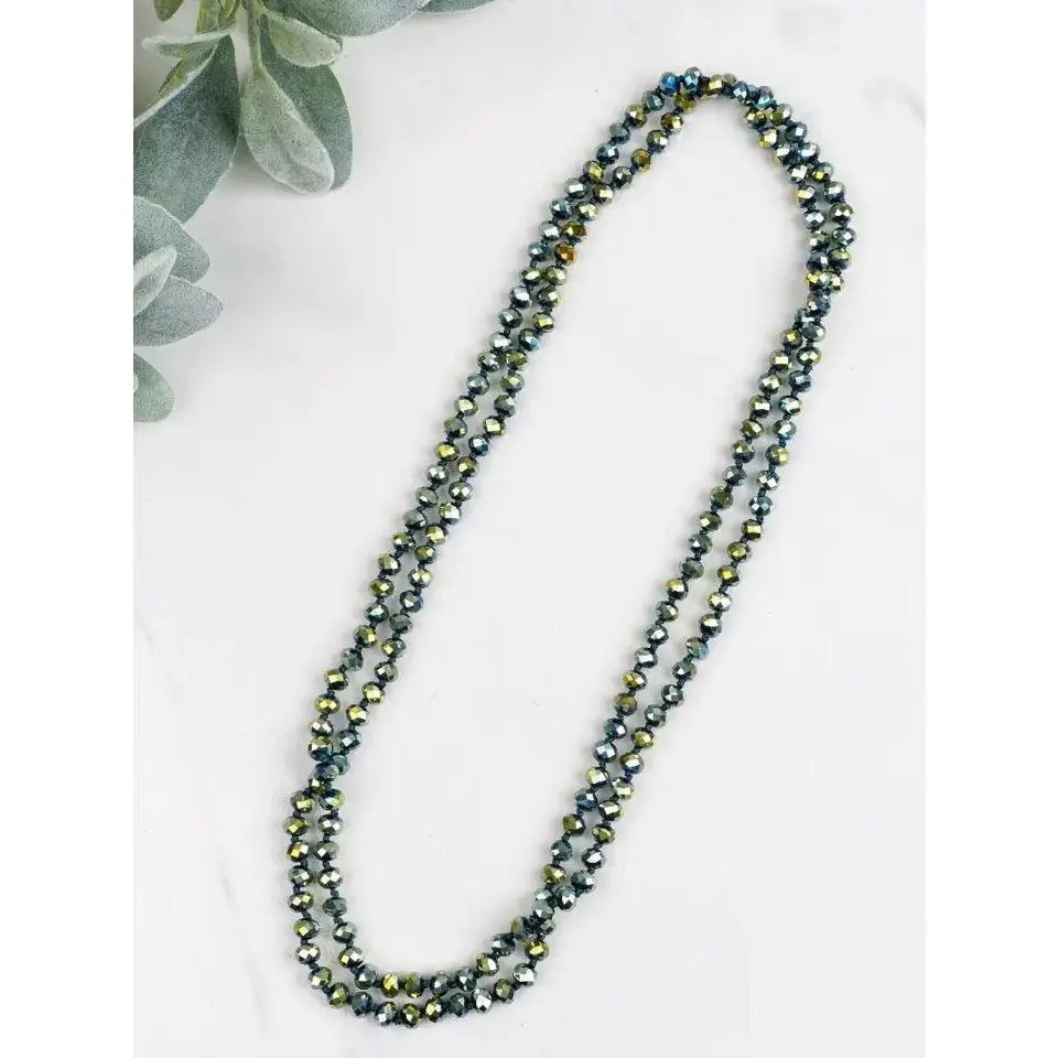 Double Wrap Beaded Necklace-Metallic Mermaid Double Wrap Beaded Necklace-Metallic Mermaid