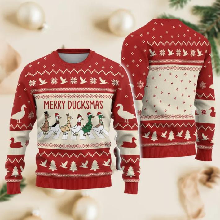 TikTok Shop Duck Christmas Ugly Sweater Merry Duckmas Sweatshirt Funny Duck Christmas Animal Xmas Sweater Funny Gift for Farmer Ugly Christmas Sweater Halloween Sweater Christmas Sweater Oversize Swea...