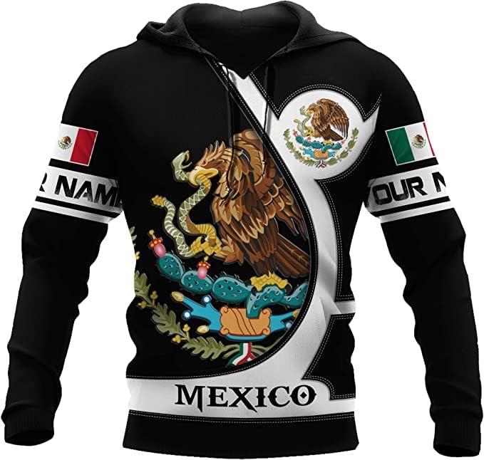 TikTok Shop Personalized Name Mexican Hoodie 3D Customized Mexican Hoodies For Men Unisex Mexico Hoodie 3D Mexico Hoodies For Men Mexico Flag Gift For Women Zip Up Hoodie Sweatshirt HDM94