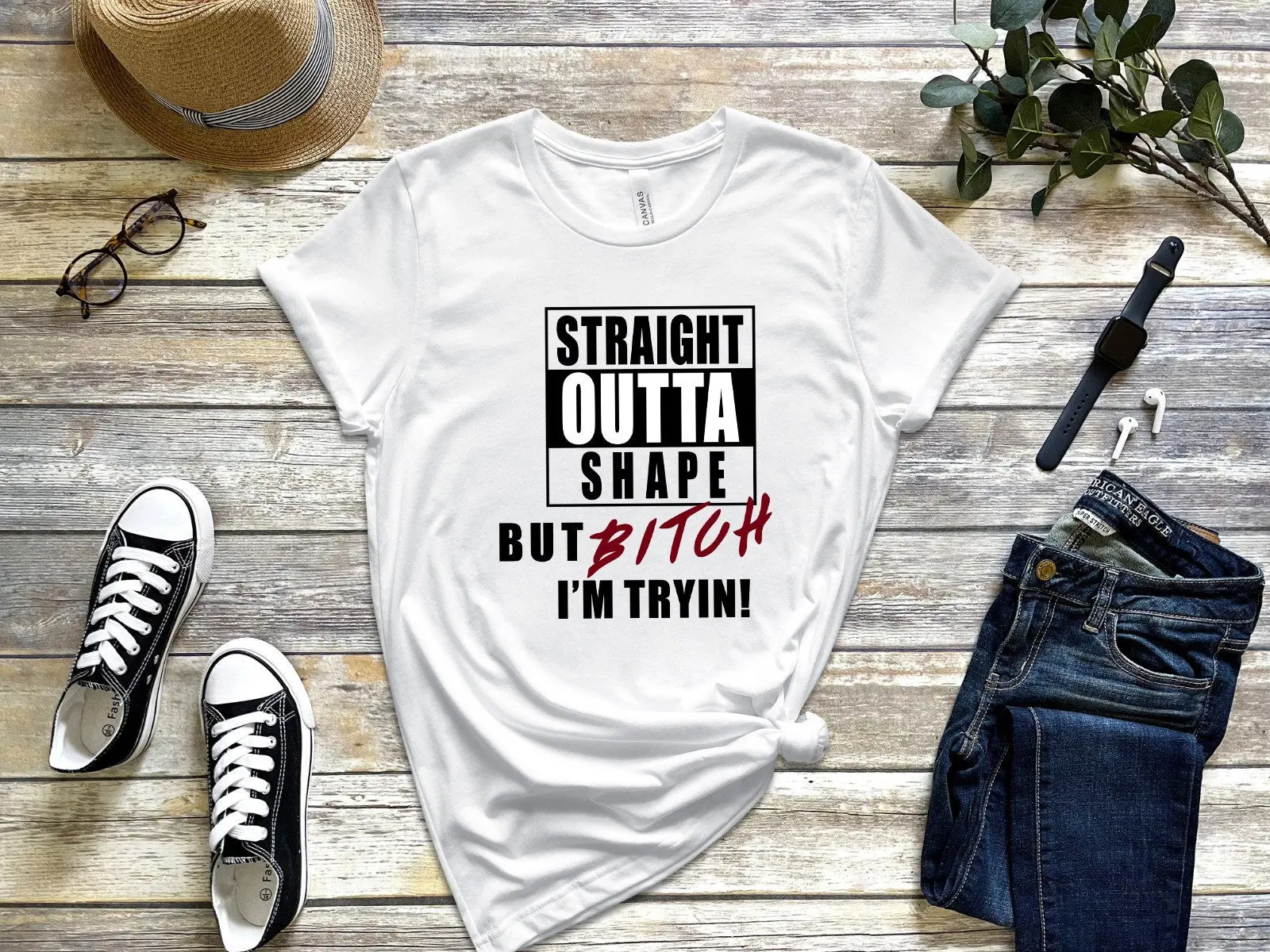 Funny Motivational Gym Work Out Shirt - Straight Outta Shape Funny Motivational Gym Work Out Shirt - Straight Outta Shape
