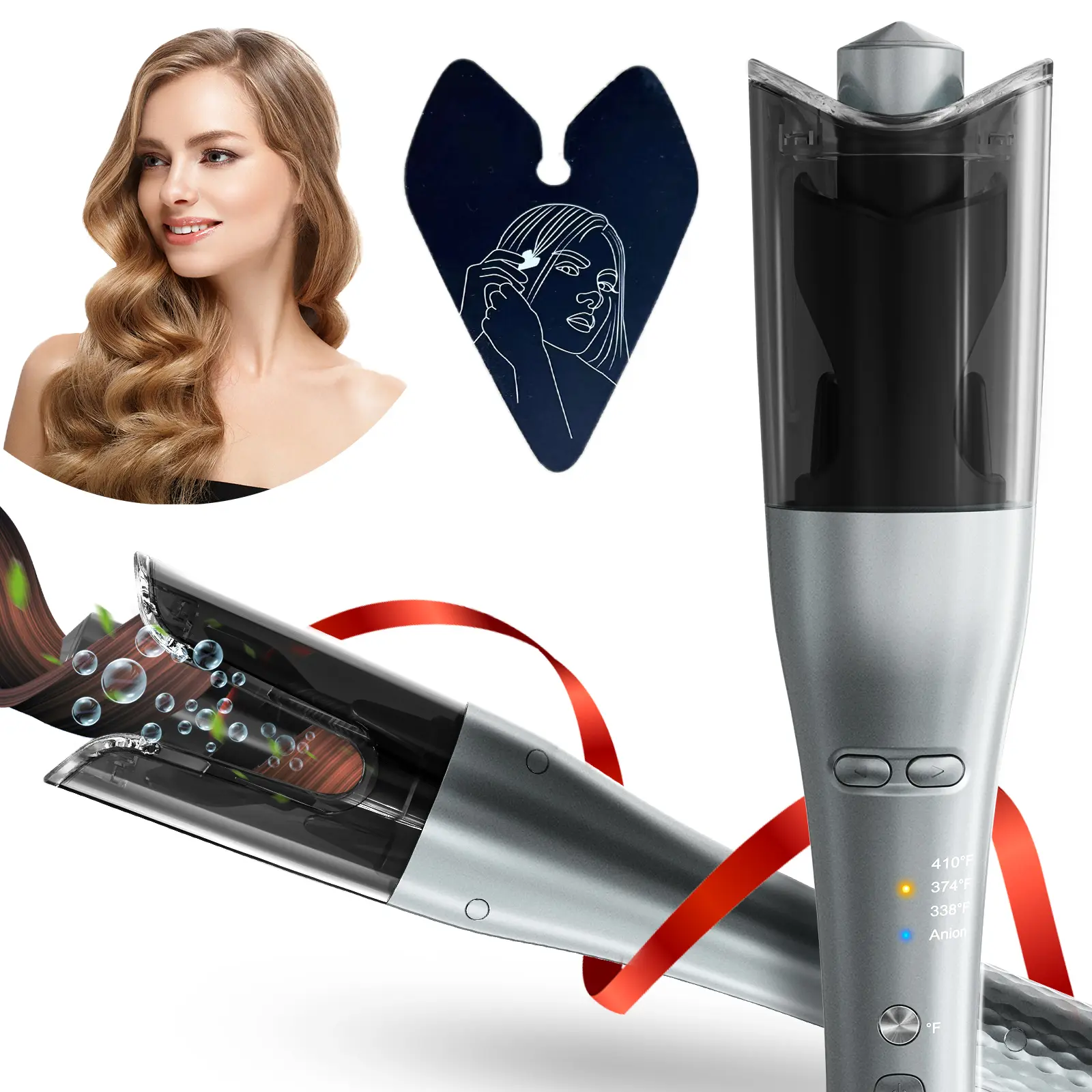 Automatic Hair Curler, 2024 Upgraded Automatic Curling Iron with Anion to Protect Hair, Double Layer Heat Shield, Smart Anti-Stuck, 3 Temperatures & 3 Timer, 1 Inch Curling Iron with Dual Voltage Comfort