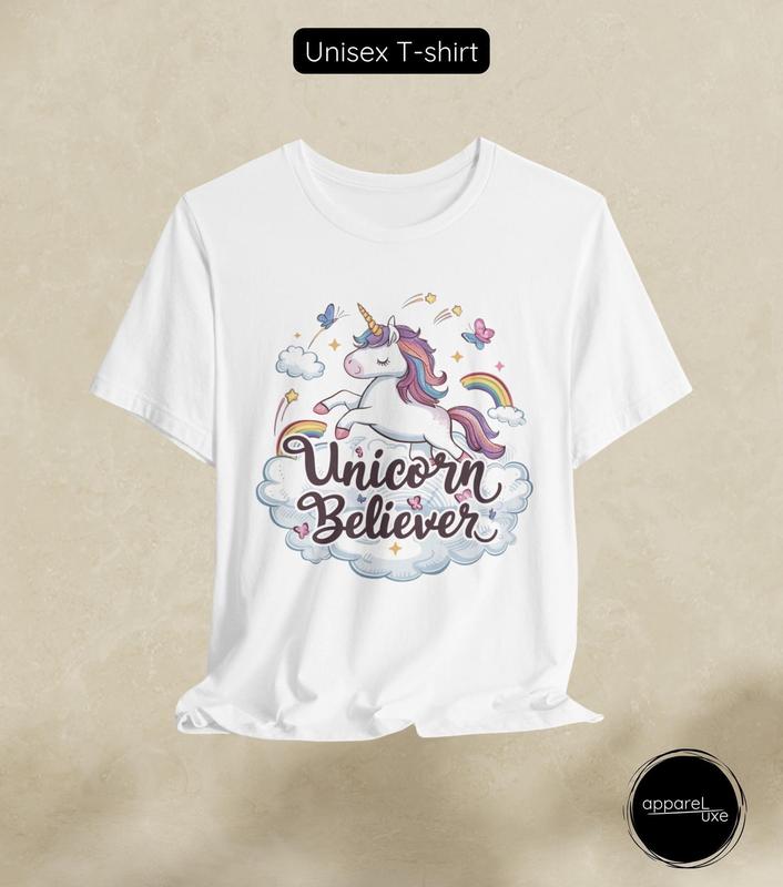 TikTok Shop Unisex Unicorn Believer Shirt Magical Whimsical Design Tank Top Perfect T shirt for Unicorn Lovers Unique Graphic Tee Fantasy Unicorn