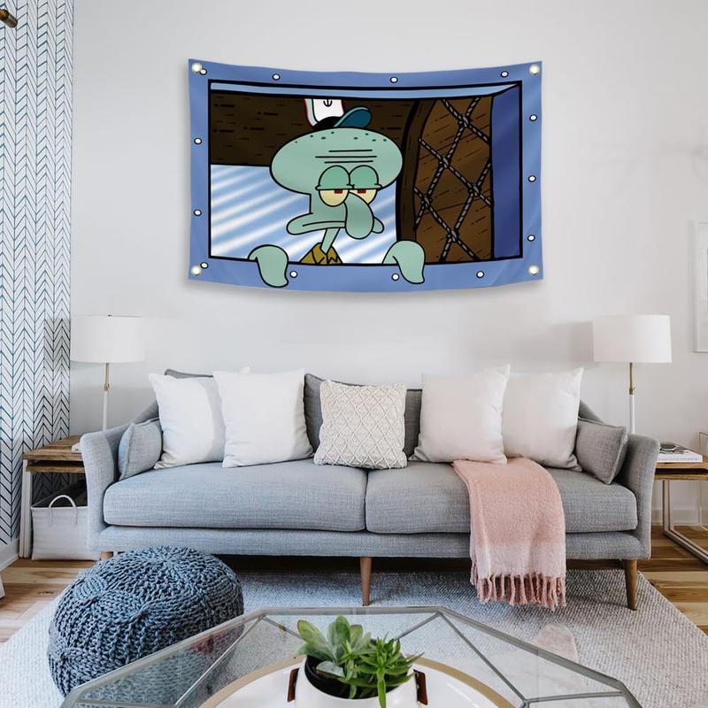 TikTok Shop Home Goods tapestry is a great choice for adding charm. The Squidward design is unique. Ideal for dorms and rentals. It brightens up your space and creates a cozy atmosphere