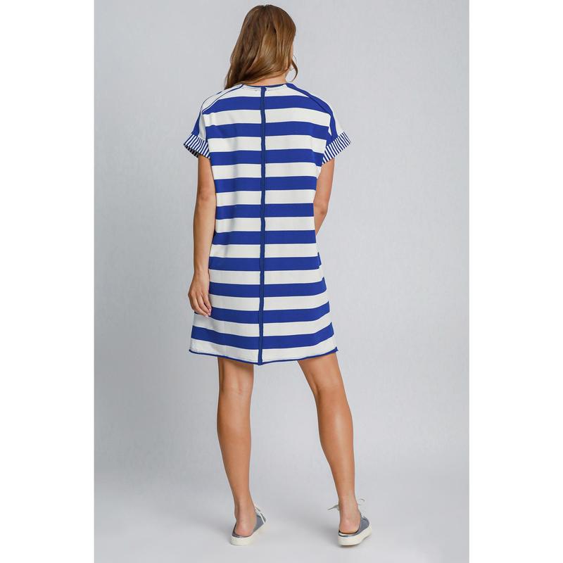 Sanction Dress in Oatmeal Stripe Sanction Dress in Oatmeal Stripe