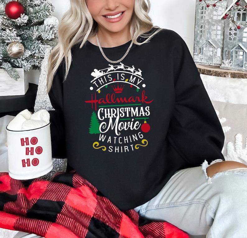 TikTok Shop Hallmark Christmas Movies Sweatshirt This Is My Movie Watching Sweatshirts Holiday Sweatshirt Cute Christmas Sweater Womens Christmas Gift