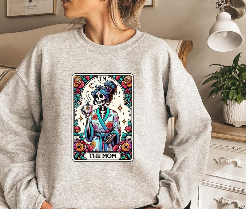 TikTok Shop The Mom Tarot Card Sweatshirt Skeleton Mom Sweater Celestial Mama Shirt Witchy Vibes Mom Hoodie Mother s Day Gift Vintage Gift For Mom