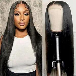 TikTok Shop Glueless Silky Straight Lace Front Wigs Human Hair for Black Women Brazilian Virgin Straight 4x4 HD Transparent Lace Closure Wigs Pre Plucked with Baby Hair 18Inch Natural Color