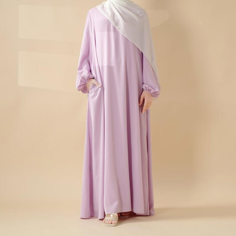 Candy Color Pleated  | Must-have Essential Basic Dress (MA142) Women's elegant design modest casual long dress  abaya women