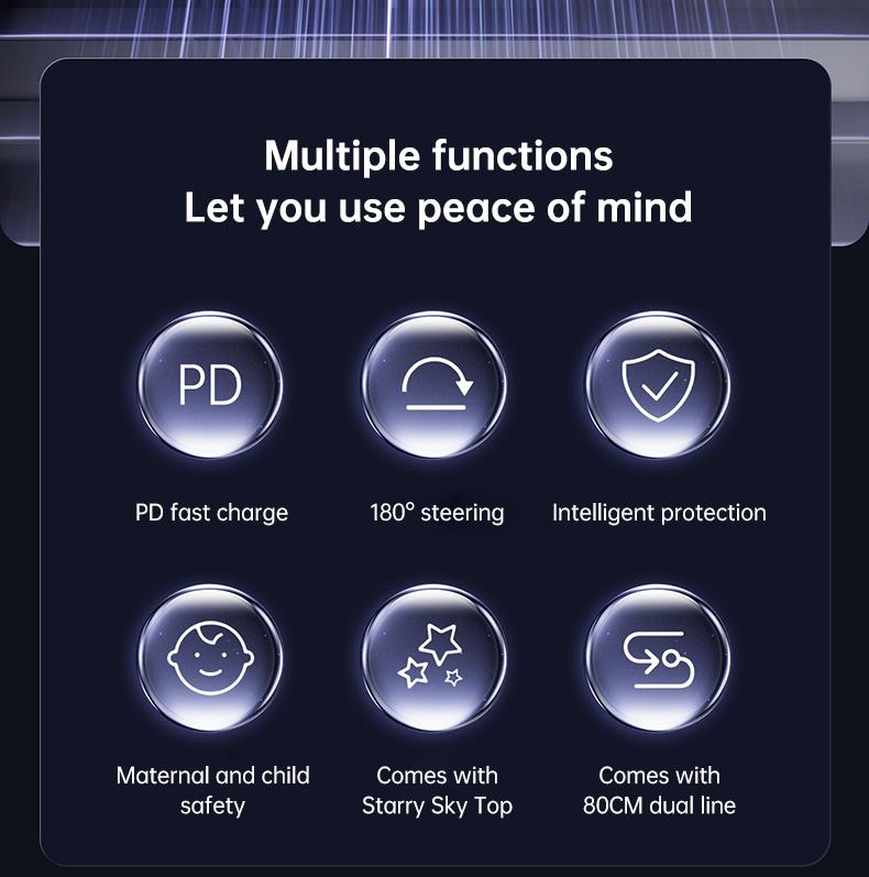 Product Introduction of W&O Aromatic Starlight In Car Roof Retractable Car Charger with Lightning Cable, Dual Charge Port (3*15ml Bottles), Fast Charging Adapter - Automotive 9