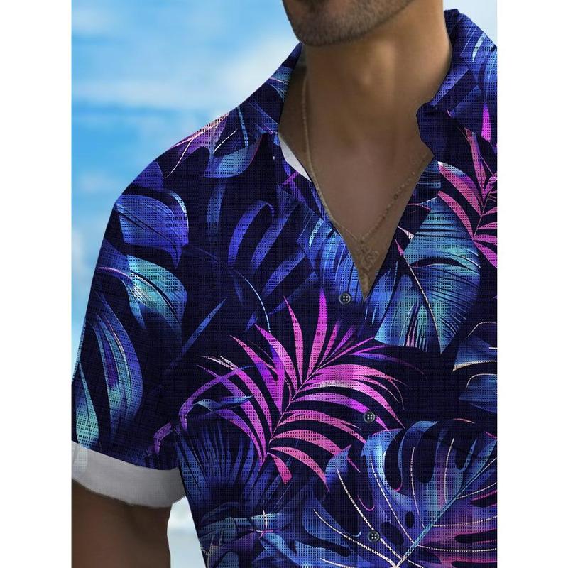 Men's Hawaiian Shirt | AI Botanical Pattern | Men's buying Summer Vacation Shirt | Tropical Beach Clothing