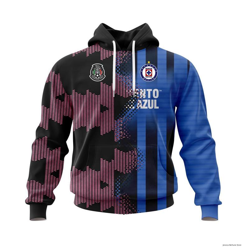 TikTok Shop Personalise Liga MX Cruz Azul Mix Mexico 2021 22 Away Hoodie All over Print