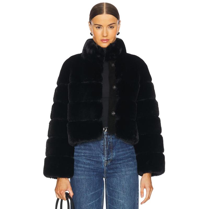 TikTok Shop ELLIATT Dylan Faux Fur Jacket in Black