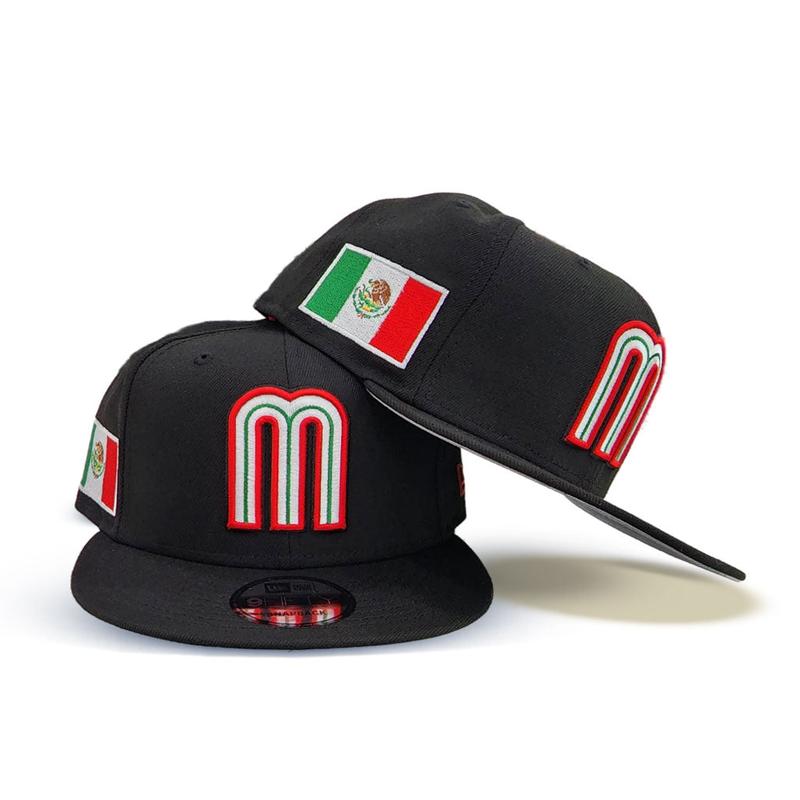 Black Mexi Flag Side Patch World Baseball Classic Snapback Exclusive Fitted Inc Hat for Men Tr