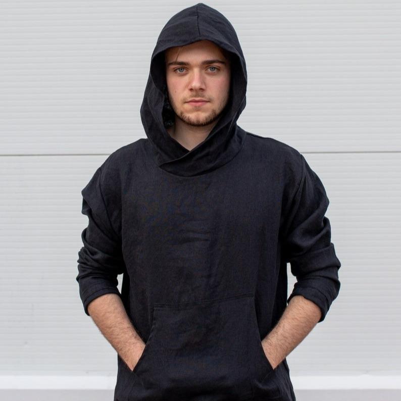 TikTok Shop Black Medieval Hoodie Assassin Hoodie Oversized Hoodies Cozy Hoodies Festival Clothing Navaho Clothing Mens Linen Hoodie Big Hood Hoodie Wizard Hoodie Lightweight