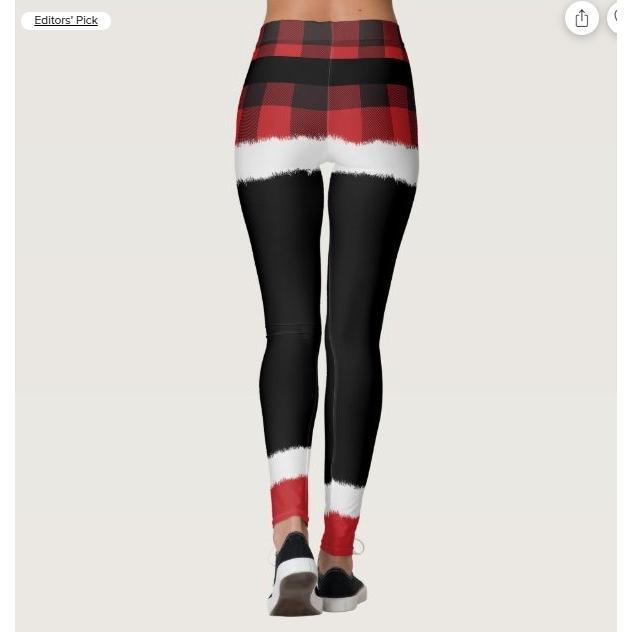 TikTok Shop Modern Plaid Santa Costume Cute Funny Christmas Leggings