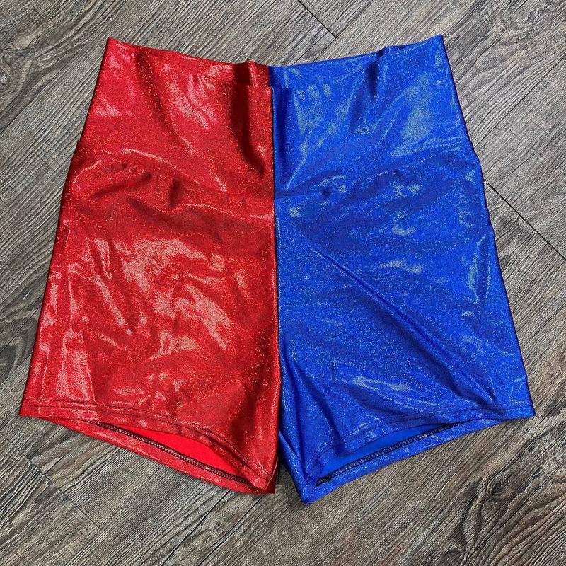 TikTok Shop SALE 3.5 Inseam High Waisted Booty Shorts Harley Quinn Blue Red Mystique