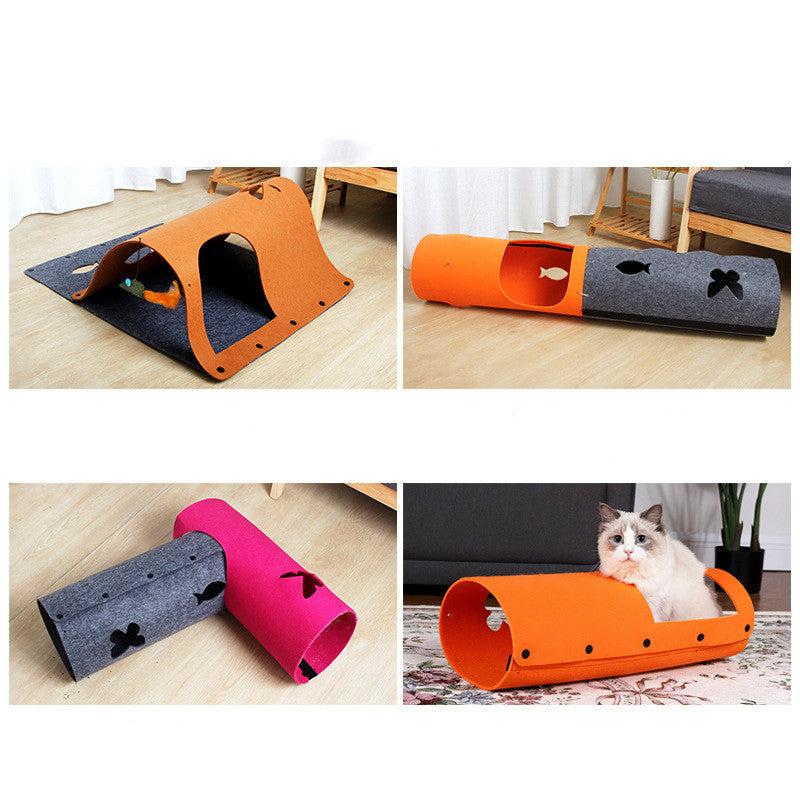 TikTok Shop 2 in 1 DIY Combined Cat Tunnel Toy Removable Felt Cat Nest House Puppy Ferrets Rabbit Play Dog Tunnel Tubes