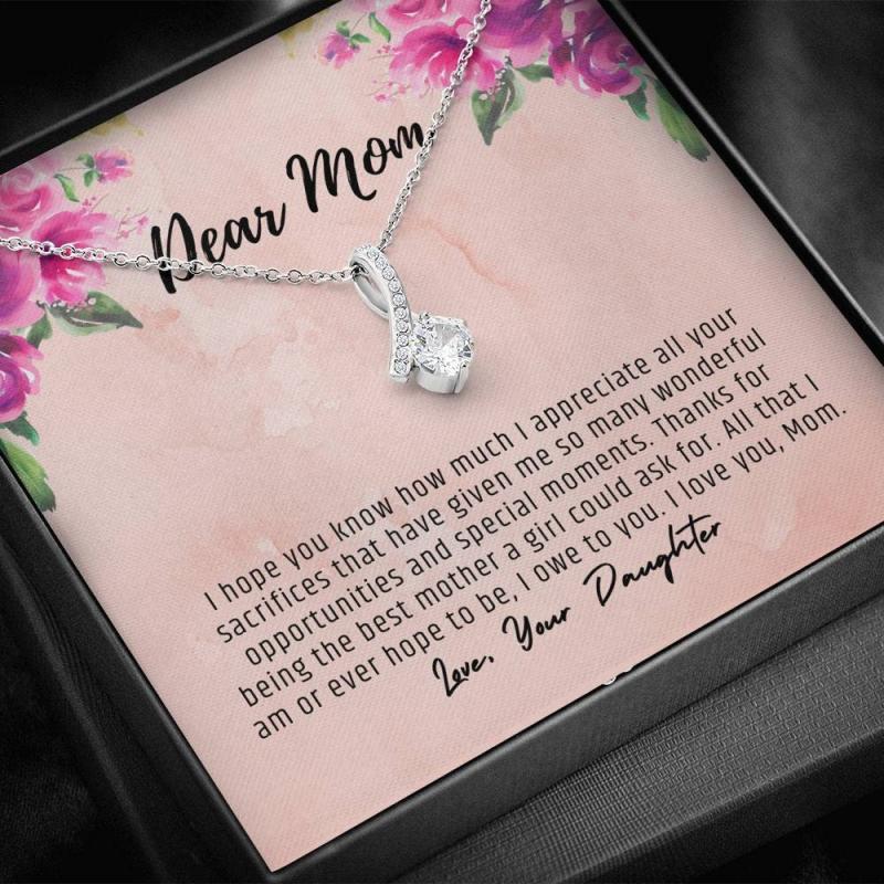 Mother of the Bride Gift, Mom Wedding buy Gift From Bride - Keepsake Box with Personalized Necklace - All That I Am I Owe To My Mother