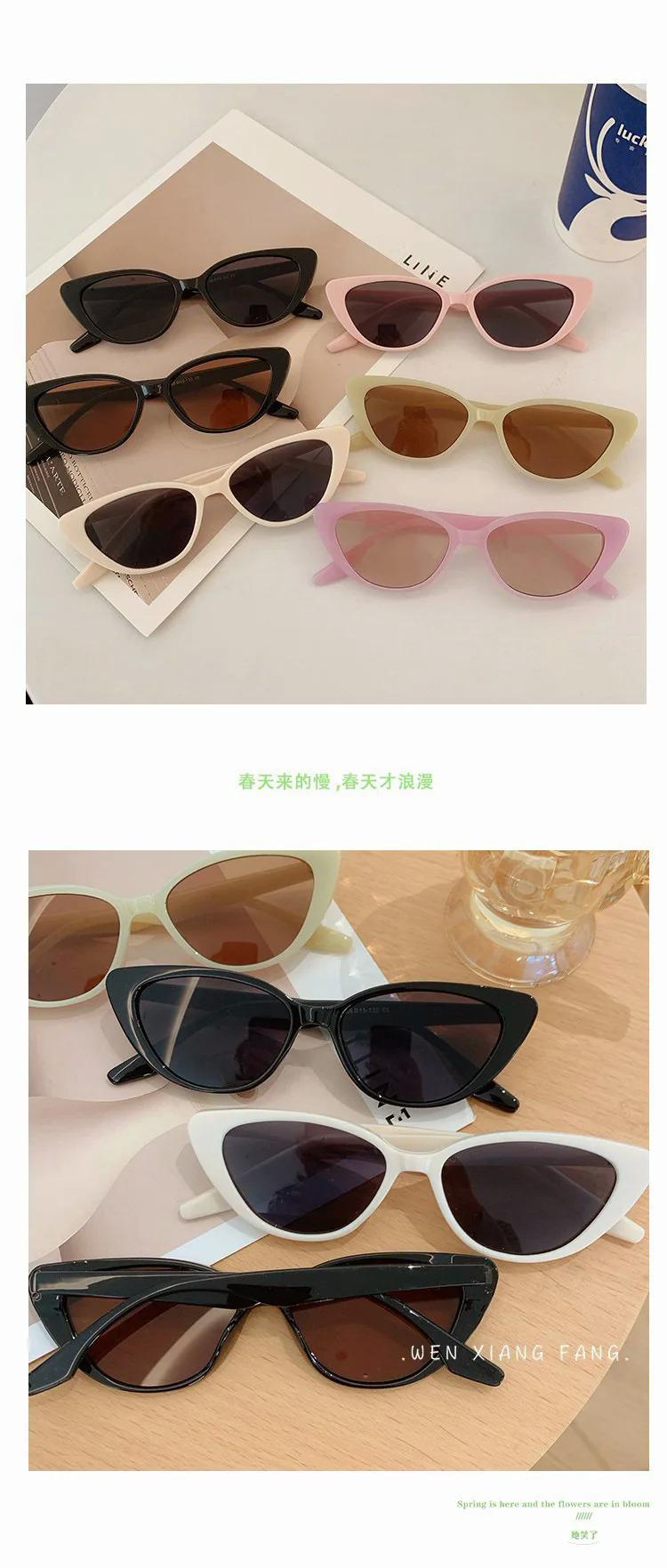 TikTok Shop 2024 hot sale UV400 sunglasses for women cat eye retro sunglasses trendy vintage small frame eyewear designer brand sun glasses