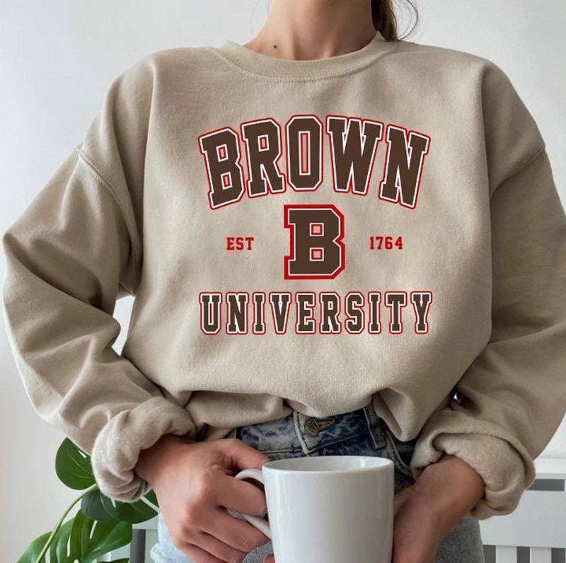 Brown college sweatshirt fashion