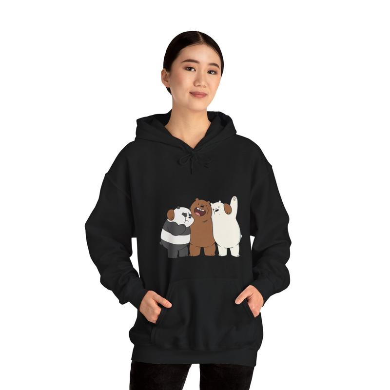 TikTok Shop bff black hoodie Unisex HeavyBlend Hooded Sweatshirt Lovely funny We Bare Bears Fan Gifts WeBareBears Cartoon Network We Bare Bears Vintage