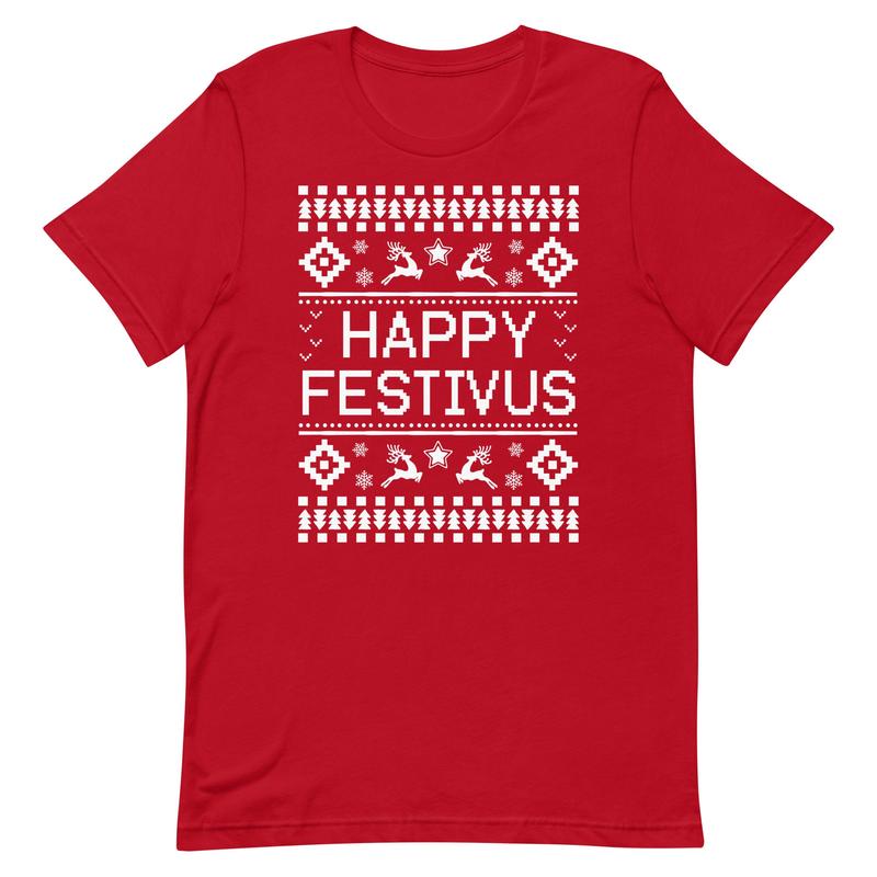 TikTok Shop Ugly Sweater Style Christmas Gift Idea for Festivus Airing of grievances Happy Festivus Short Sleeve Unisex T Shirt