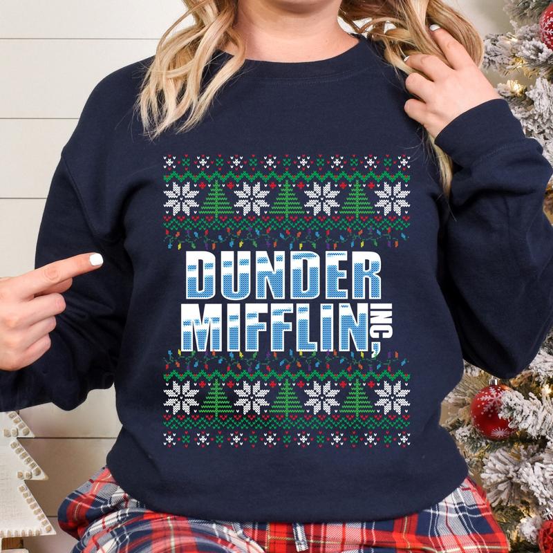 TikTok Shop The Office Christmas Crewneck Sweatshirt TShirt Dunder Mifflin Paper Company Christmas Sweater Shirt The Office Movie Christmas Sweater Christmas Xmas Gifts