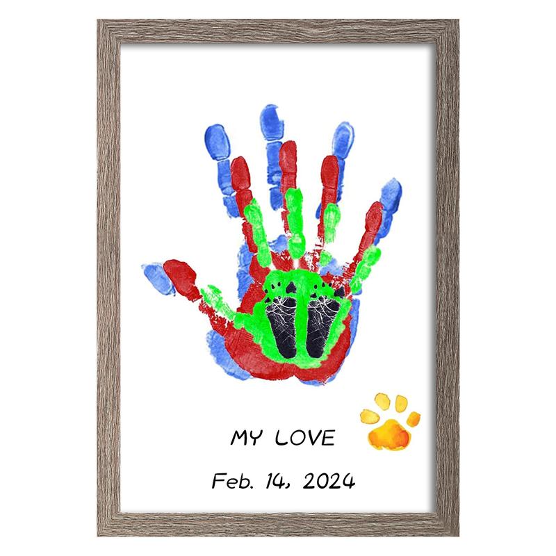 Family Handprint Kit DIY Handprint Wooden Frame with 6 Color - TikTok Shop